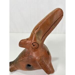 Ocarina Vintage Clay Pottery Tuscan Two Faced  Folkart Pottery Whistle Decor